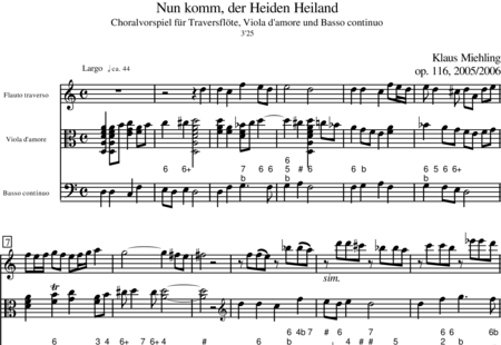 Miehling, Klaus: Nun komm, der Heiden Heiland - Flöte+BC+Vla:0