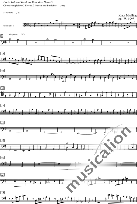 Miehling, Klaus: Preis, Lob und Dank sei Gott, dem Herren - Flöte 2+Ob2+[Vl2+Vla+Vc+Kb]:20