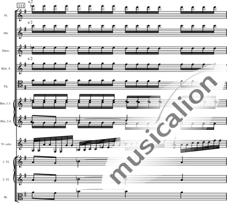 Miehling, Klaus: Konzert in E für Violine und Orchester - Violine+[Fl2+Ob2+Ehn+KlarA2+Fg2]+[PosB2+Hn4+TrpB2]+Pk+[Vl2+Vla+Vc+Kb]:26