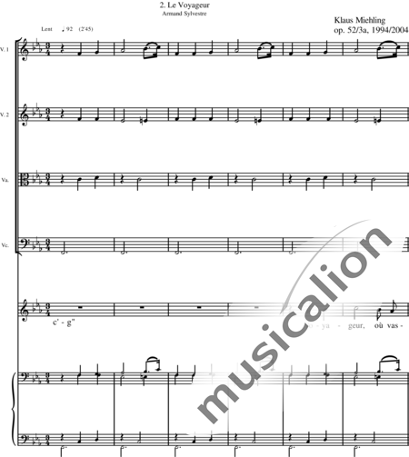 Miehling, Klaus: Ocho canciones francesas - Solo>sop+Piano+[Vl2+Vla+Vc]:11