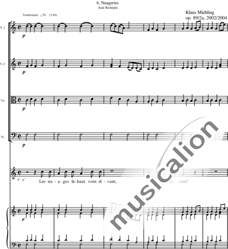 Miehling, Klaus: Ocho canciones francesas - Solo>sop+Piano+[Vl2+Vla+Vc]:59