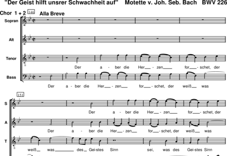 Bach, Johann Sebastian: "Der Geist hilft unser Schwachheit auf" 2nd mvt "Der aber die Herzen" - Choir>SATB:0