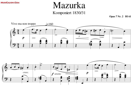 Chopin, Frederic: Mazurka en La menor - Piano:0