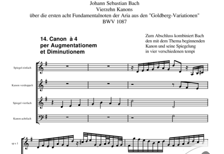Bach, Johann Sebastian: Kanons (14) über die ersten acht Fundamentalnoten der Aria aus den "Goldberg-Var - Klavier>4händig:0