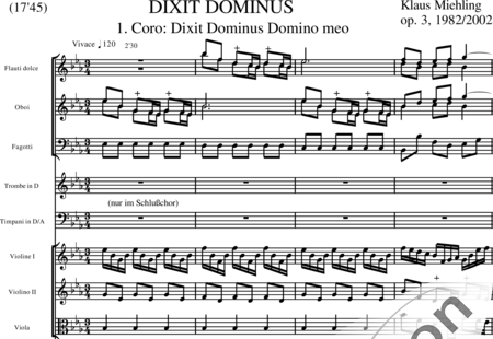 Miehling, Klaus: Dixit Dominus - Choir>SATB+[Fl2+Ob2+Bn2]+Tpt2+Tmp+Cnt+[Vln2+Vla+Vlc]:0