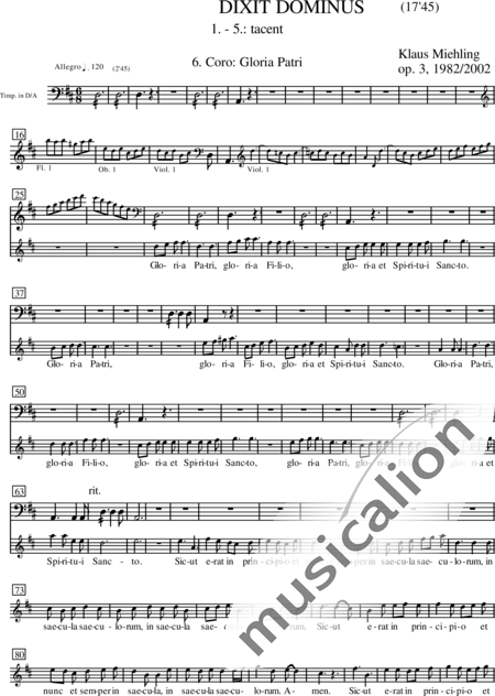 Miehling, Klaus: Dixit Dominus - Choir>SATB+[Fl2+Ob2+Bn2]+Tpt2+Tmp+Cnt+[Vln2+Vla+Vlc]:116