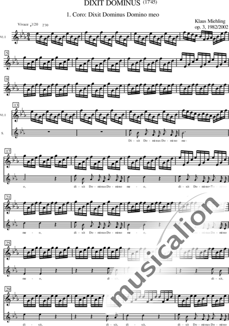 Miehling, Klaus: Dixit Dominus - Choir>SATB+[Fl2+Ob2+Bn2]+Tpt2+Tmp+Cnt+[Vln2+Vla+Vlc]:118