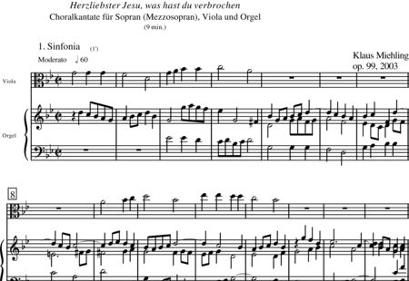 Miehling, Klaus: Herzliebster Jesu, was hast du verbrochen - Solo>Sop+Orgel+Vla:0