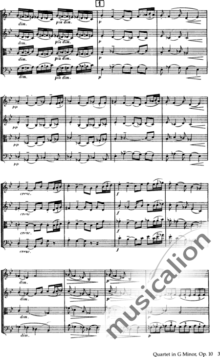 Debussy, Claude: String Quartet in G Minor - Violin 2+Viola+Vlc:3