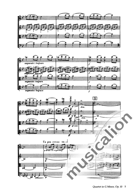 Debussy, Claude: String Quartet in G Minor - Violin 2+Viola+Vlc:5