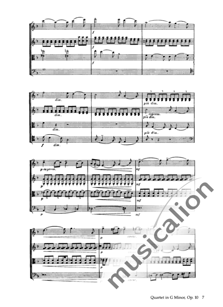 Debussy, Claude: String Quartet in G Minor - Violin 2+Viola+Vlc:7