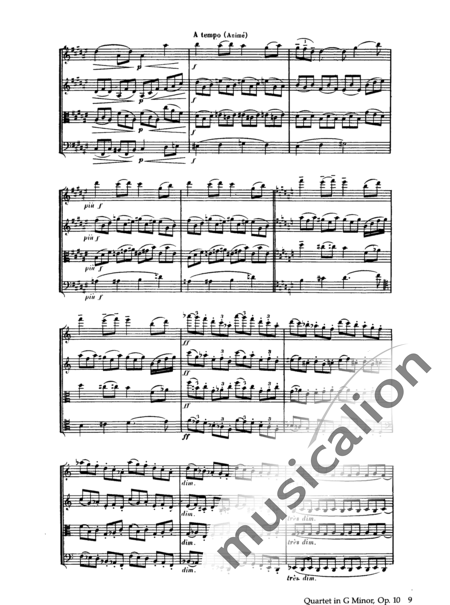 Debussy, Claude: String Quartet in G Minor - Violin 2+Viola+Vlc:9