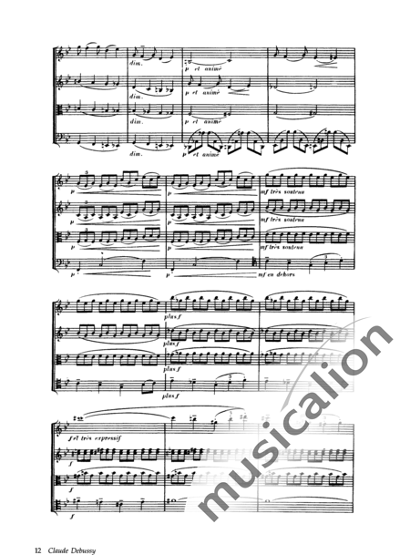 Debussy, Claude: String Quartet in G Minor - Violin 2+Viola+Vlc:12