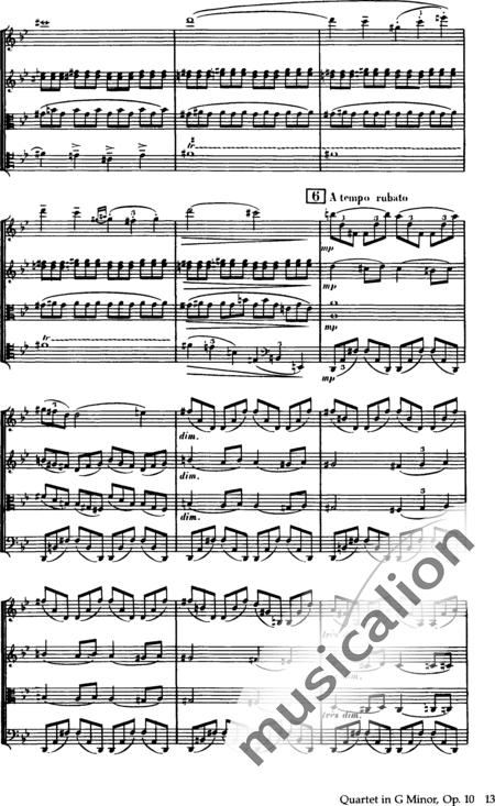 Debussy, Claude: String Quartet in G Minor - Violin 2+Viola+Vlc:13