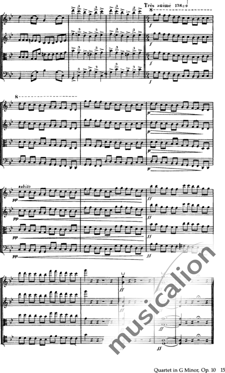 Debussy, Claude: String Quartet in G Minor - Violin 2+Viola+Vlc:15
