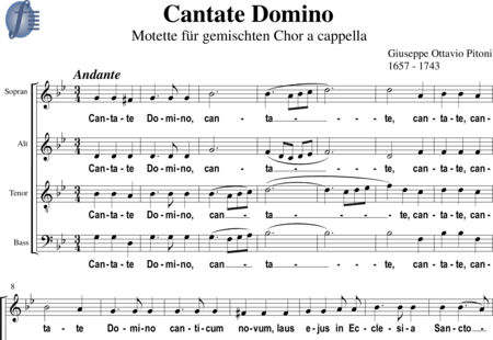 Pitoni, Giuseppe Ottavio
: Cantata Domino (Motete) - Coro>SATB:0