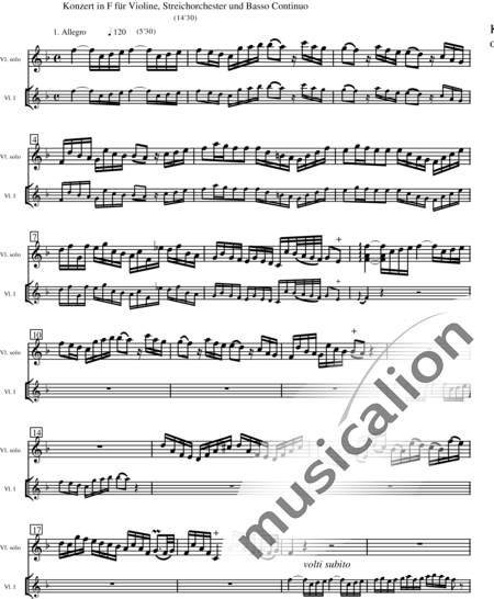 Miehling, Klaus: Concerto in F Major for baroque violin, baroque string orchestra and basso conti - Violin+[Vla+Vlc]:47