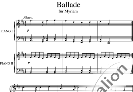 Zink, Stefan: Ballade für Myriam - Klavier>4händig:0