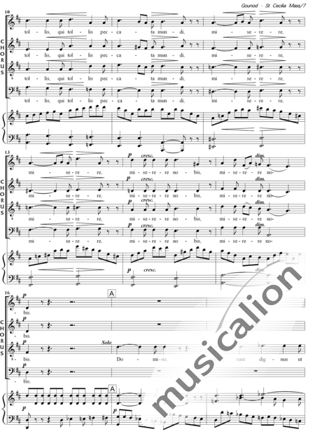 Gounod, Charles: Messe Solennelle de Sainte Cecile (Solemn Mass for St. Cecilia),  Agnus Dei - Choir>SATB+Organ:2