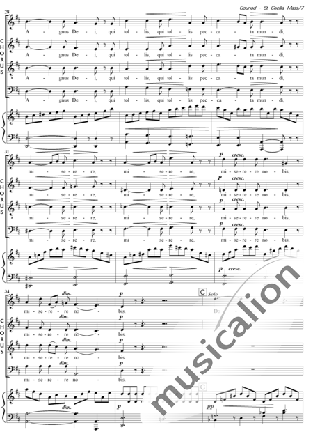 Gounod, Charles: Messe Solennelle de Sainte Cecile (Solemn Mass for St. Cecilia),  Agnus Dei - Choir>SATB+Organ:4