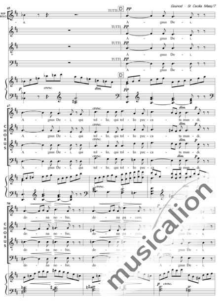 Gounod, Charles: Messe Solennelle de Sainte Cecile (Solemn Mass for St. Cecilia),  Agnus Dei - Choir>SATB+Organ:6