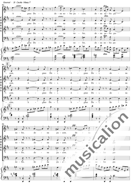 Gounod, Charles: Messe Solennelle de Sainte Cecile (Solemn Mass for St. Cecilia),  Agnus Dei - Choir>SATB+Organ:7