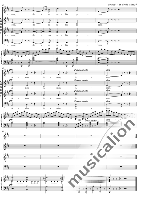 Gounod, Charles: Messe Solennelle de Sainte Cecile (Solemn Mass for St. Cecilia),  Agnus Dei - Choir>SATB+Organ:8