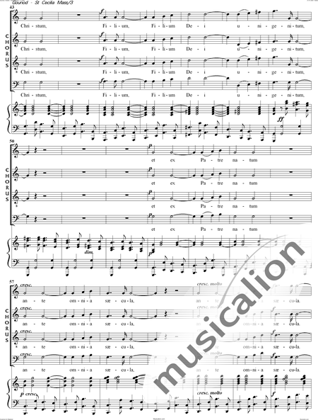Gounod, Charles: Messe Solennelle de Sainte Cécile (Solemn Mass for St. Cecilia),  Credo - Choir>SATB+Organ:3