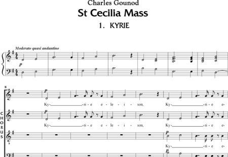 Gounod, Charles: Messe Solennelle de Sainte Cécile (Solemn Mass for St. Cecilia), Kyrie - Solo>sop/ten/bass+Choir>SATB+Organ:0