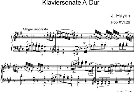 Haydn, (Franz) Joseph: Klaviersonate A-Dur 1. Allegro moderato - Klavier:0