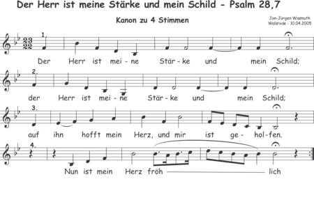 Wasmuth, Jan-Jürgen: Der Herr ist meine Stärke und mein Schild (Psalm 28, 7)(Music for confirmation) - Choir>X:0