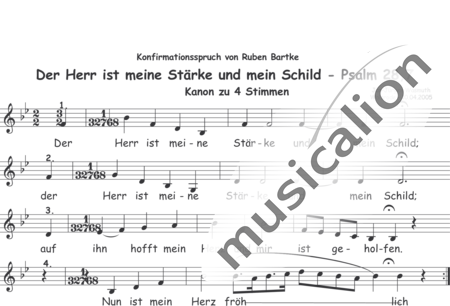 Wasmuth, Jan-Jürgen: Der Herr ist meine Stärke und mein Schild (Psalm 28, 7)(Music for confirmation) - Choir>X:1