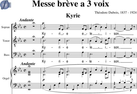 Dubois, Théodore: Messe brève (Kurze Messe) für 3 Stimmen (in Es-dur) - Chor>STB+Orgel>mPed:0