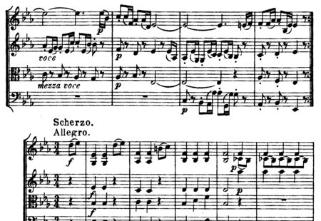 Haydn, (Franz) Joseph: String Quartet in Eb Major, 2nd mvt Scherzando - Trio  - Violin 2+Viola+Vlc:0