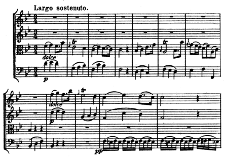 Haydn, (Franz) Joseph: String Quartet in Eb Major, 3rd mvt Largo - Violin 2+Viola+Vlc:0