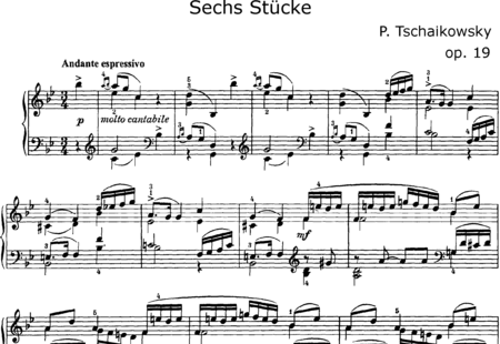 Tchaikovsky, Peter Iljitsch: Six Pieces: 1. Rêveries du Soir - Piano:0