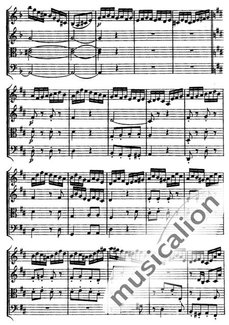 Haydn, (Franz) Joseph: String Quartet in D Major, 4th mvt: Finale - Violin 2+Viola+Vlc:5