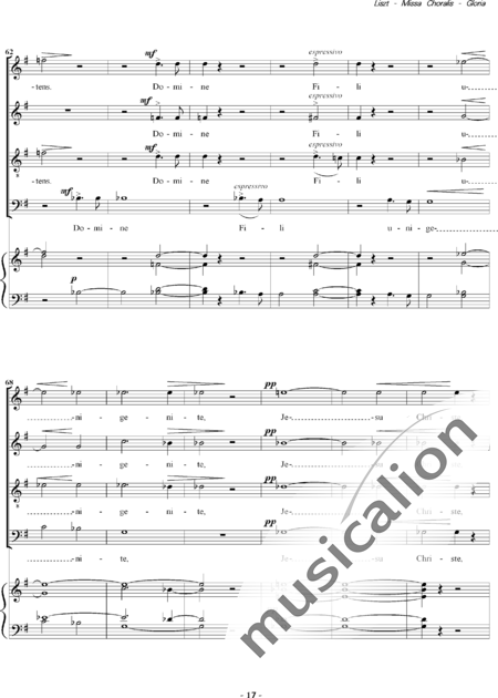 Liszt, Franz: Missa Choralis: 2. Gloria - Choir>SATB+Organ:6