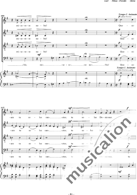 Liszt, Franz: Missa Choralis: 2. Gloria - Choir>SATB+Organ:10