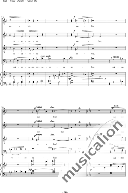 Liszt, Franz: Missa Choralis: 6. Agnus Dei - Choir>SATB+Organ:2