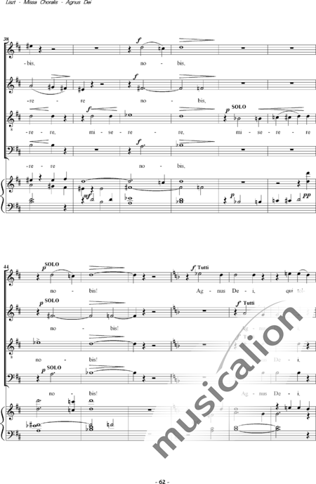 Liszt, Franz: Missa Choralis: 6. Agnus Dei - Choir>SATB+Organ:4