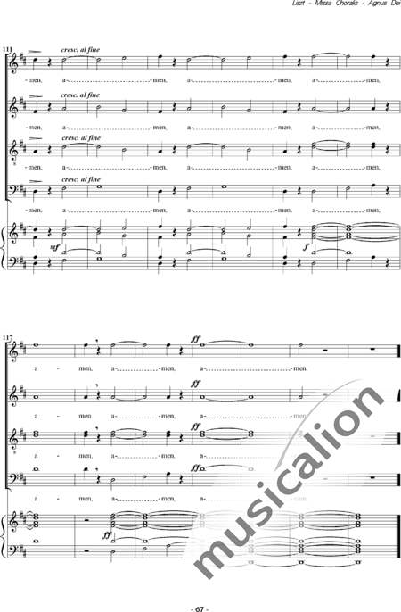 Liszt, Franz: Missa Choralis: 6. Agnus Dei - Choir>SATB+Organ:9