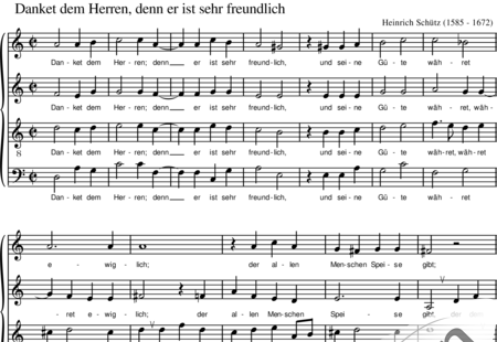 Schütz, Heinrich: Danket dem Herren, denn er ist sehr freundlich (Motette) - Chor>SATB:0