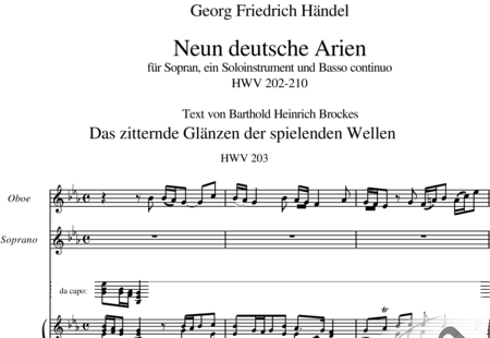Händel, Georg Friedrich: Das zitternde Glänzen der spielenden Wellen - Solo>sop+Piano+Vln:0