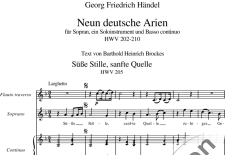 Händel, Georg Friedrich: Süße Stille, sanfte Quelle - Solo>sop+Piano+Vln:0