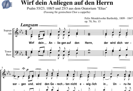 Mendelssohn Bartholdy, Felix: Wirf dein Anliegen auf den Herrn 2 (chorale) - Choir>SATB:0