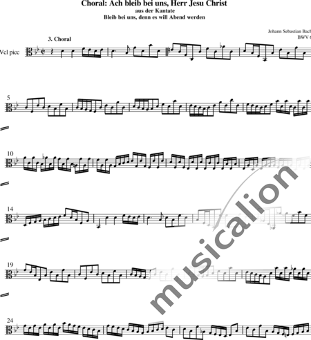 Bach, Johann Sebastian: Ach bleib bei uns, Herr Jesu Christ (Choral, ohne Text) - Chor>S+Violoncello+BC+Kb:8