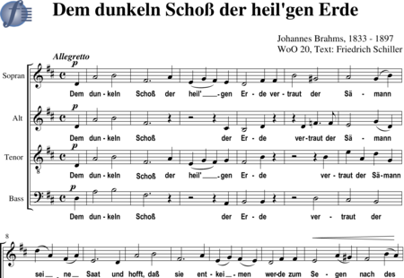 Brahms, Johannes: Dem dunkeln Schoß der heilgen Erde - Chor>SATB:0