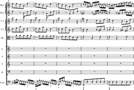 Bach, Johann Sebastian: Allein zu dir, Herr Jesu Christ (Choral) - Chor>SATB+Ob2+BC+[Vl2+Vla]:1