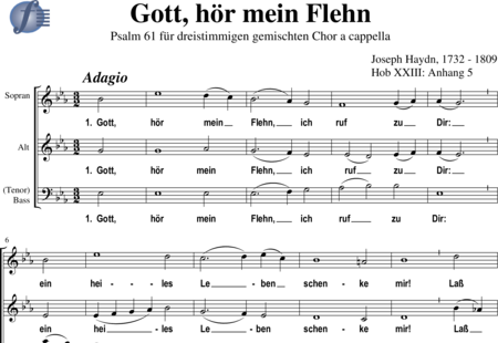 Haydn, (Franz) Joseph: Gott, hör mein Flehn (Psalm 61) - Chor>SAB:0
